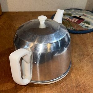 Classic Silver and White Teapot